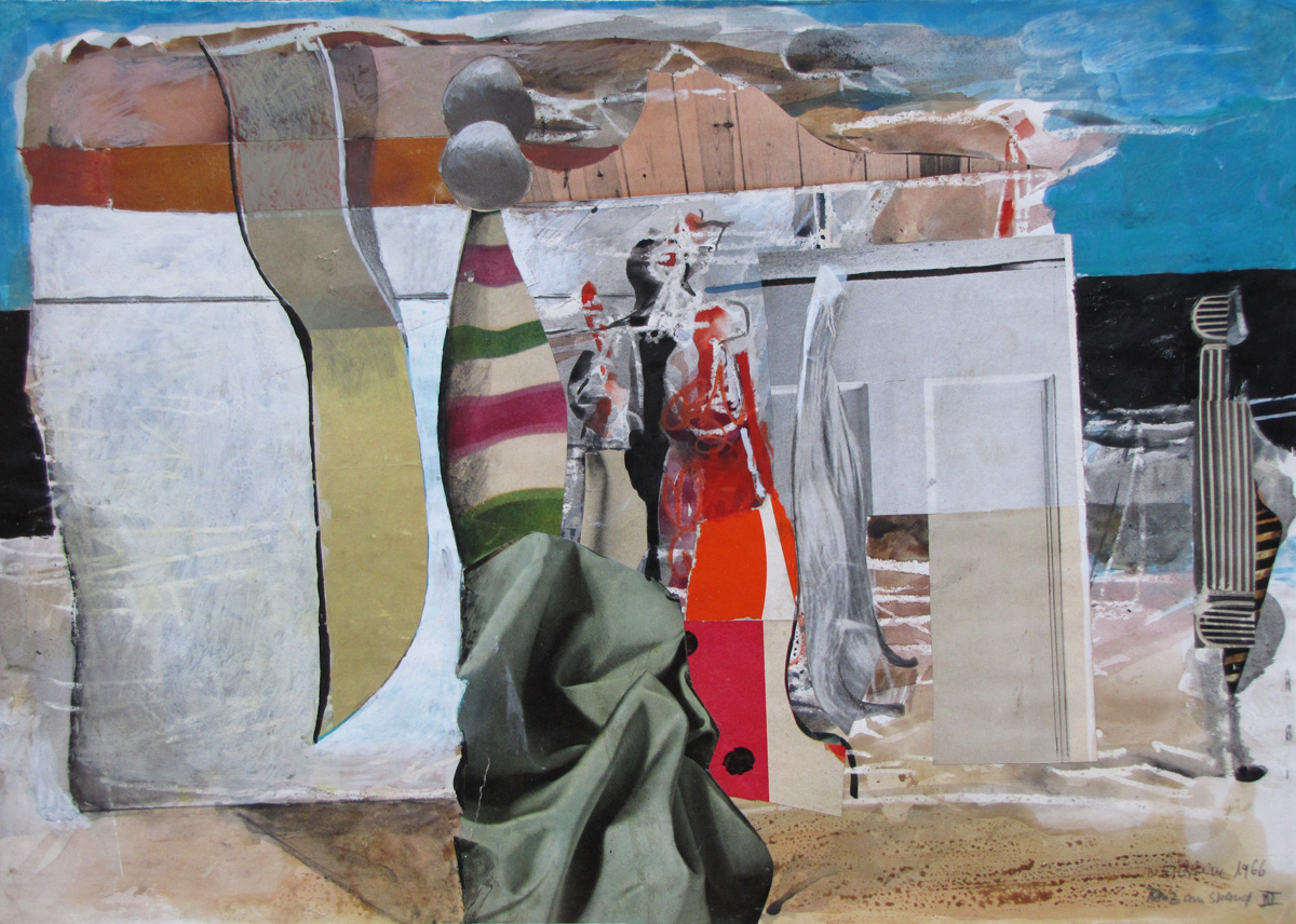 1966 Tanz am Strand, Collage auf Papier, 30 x 43 cm
