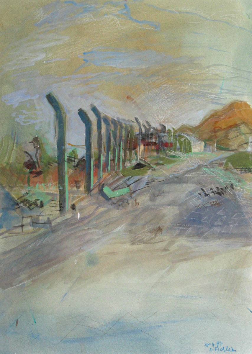 1993 Berliner Stelen I, Acryl auf Papier, 65 x 47 cm