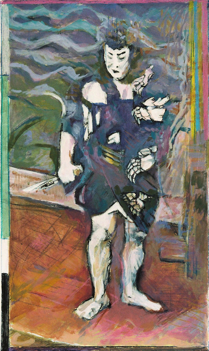 1998 Serie Kabuki, Acryl auf Papier, 63 x 38,5 cm