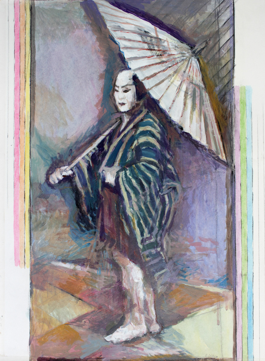 1998 Serie Kabuki, Acryl auf Papier, 70 x 50 cm