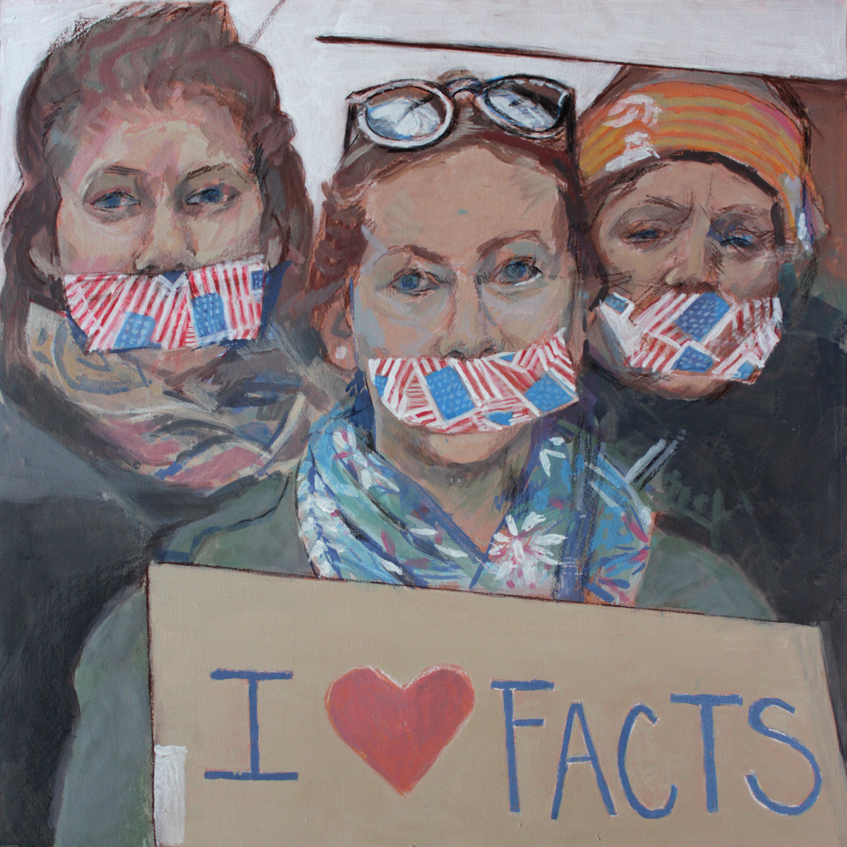 2017 Protest, Gouache auf Papier, 50 x 50 cm