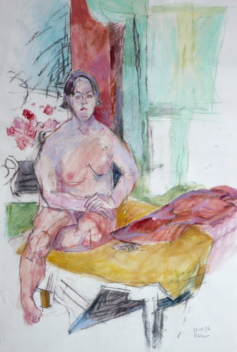 1996 Akt weiblich Bednarzcik, Mischtechnik auf Papier, 59,4 x 42 cm