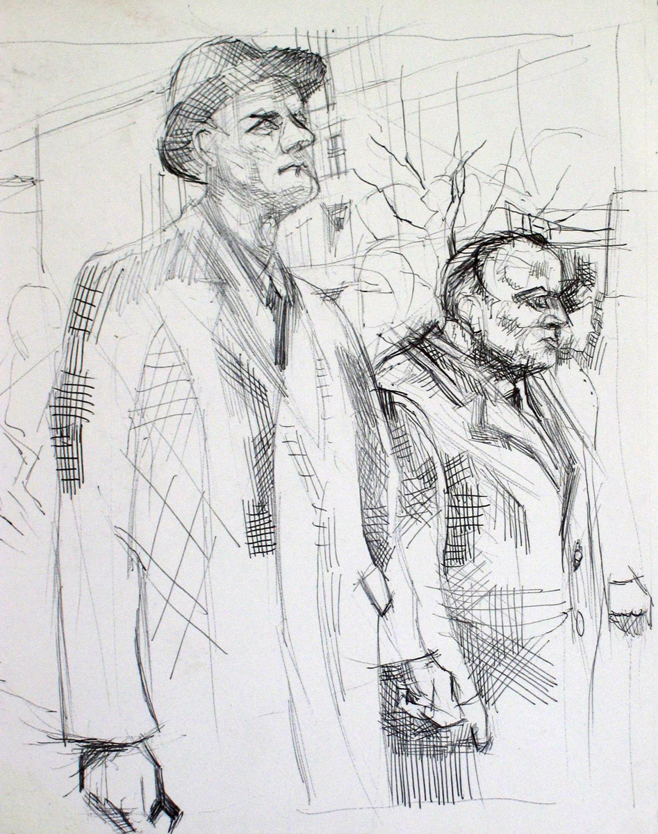 1998 18. Februar1968, Kugelschreiber auf Papier, 29,7 x 21 cm, Sebastian Haffner nach einem Foto von Michael Rütz