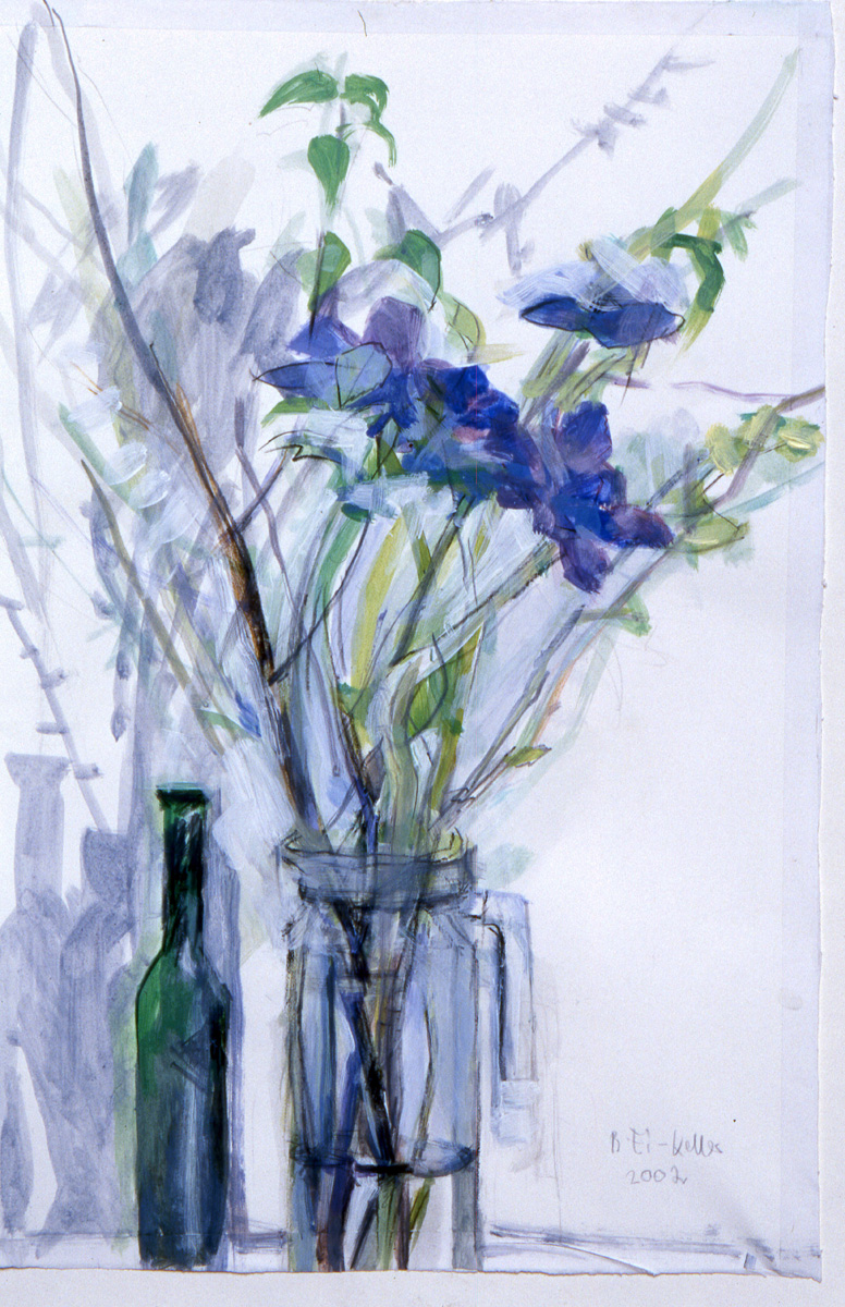 2002 Blaue Anemone, Acryl auf Papier, 58 x 38 cm