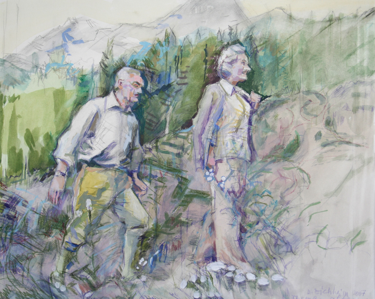 2007 Wanderer, Gouache auf Papier, 29 x 39 cm