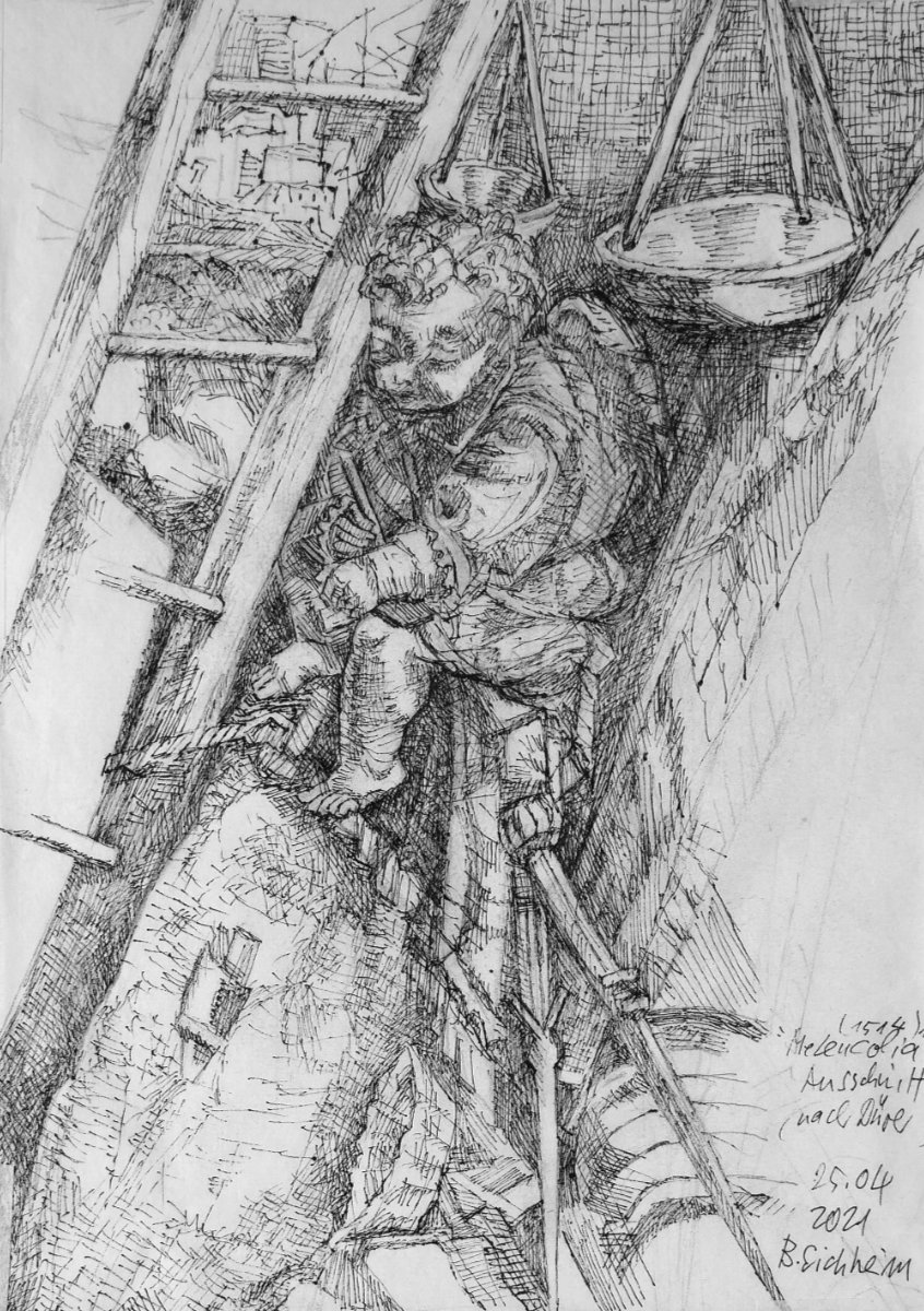 2021 Hommage Albrecht Dürer, Federzeichnung, 50 x 34,5 cm